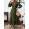imageDokotoo Womens Dresses Fashion 2025 Long Sleeve V Neck Maxi Dresses Elegant Casual Flowy Tiered Boho Beach Vacation OutifitsGreen