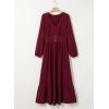imageDokotoo Womens Dresses Fashion 2025 Long Sleeve V Neck Maxi Dresses Elegant Casual Flowy Tiered Boho Beach Vacation OutifitsRed