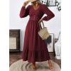 imageDokotoo Womens Dresses Fashion 2025 Long Sleeve V Neck Maxi Dresses Elegant Casual Flowy Tiered Boho Beach Vacation OutifitsRed