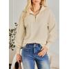imageDokotoo Womens Oversized Sweatshirt Long Sleeve 14 Zip Pullover Polo VNeck Fall Sweaters for Women 2024Apricot