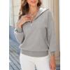 imageDokotoo Womens Oversized Sweatshirt Long Sleeve 14 Zip Pullover Polo VNeck Fall Sweaters for Women 2024Gray