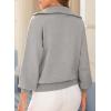 imageDokotoo Womens Oversized Sweatshirt Long Sleeve 14 Zip Pullover Polo VNeck Fall Sweaters for Women 2024Gray