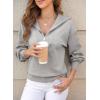 imageDokotoo Womens Oversized Sweatshirt Long Sleeve 14 Zip Pullover Polo VNeck Fall Sweaters for Women 2024Gray