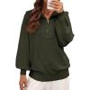 imageDokotoo Womens Oversized Sweatshirt Long Sleeve 14 Zip Pullover Polo VNeck Fall Sweaters for Women 2024Green