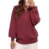 imageDokotoo Womens Oversized Sweatshirt Long Sleeve 14 Zip Pullover Polo VNeck Fall Sweaters for Women 2024Red