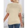 imageDokotoo Womens Summer Tops Dressy Casual Crewneck Short Sleeve Shirts Solid Hollow Out Knit Loose Sweater BlousesBeige
