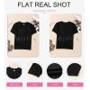imageDokotoo Womens Summer Tops Dressy Casual Crewneck Short Sleeve Shirts Solid Hollow Out Knit Loose Sweater BlousesBlack