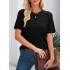 imageDokotoo Womens Summer Tops Dressy Casual Crewneck Short Sleeve Shirts Solid Hollow Out Knit Loose Sweater BlousesBlack