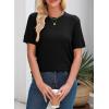 imageDokotoo Womens Summer Tops Dressy Casual Crewneck Short Sleeve Shirts Solid Hollow Out Knit Loose Sweater BlousesBlack