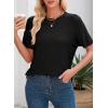 imageDokotoo Womens Summer Tops Dressy Casual Crewneck Short Sleeve Shirts Solid Hollow Out Knit Loose Sweater BlousesBlack