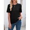 imageDokotoo Womens Summer Tops Dressy Casual Crewneck Short Sleeve Shirts Solid Hollow Out Knit Loose Sweater BlousesBlack