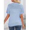 imageDokotoo Womens Summer Tops Dressy Casual Crewneck Short Sleeve Shirts Solid Hollow Out Knit Loose Sweater BlousesBlue
