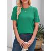 imageDokotoo Womens Summer Tops Dressy Casual Crewneck Short Sleeve Shirts Solid Hollow Out Knit Loose Sweater BlousesGreen