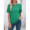 imageDokotoo Womens Summer Tops Dressy Casual Crewneck Short Sleeve Shirts Solid Hollow Out Knit Loose Sweater BlousesGreen
