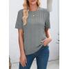 imageDokotoo Womens Summer Tops Dressy Casual Crewneck Short Sleeve Shirts Solid Hollow Out Knit Loose Sweater BlousesGrey