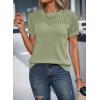 imageDokotoo Womens Summer Tops Dressy Casual Crewneck Short Sleeve Shirts Solid Hollow Out Knit Loose Sweater BlousesLight Green