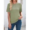 imageDokotoo Womens Summer Tops Dressy Casual Crewneck Short Sleeve Shirts Solid Hollow Out Knit Loose Sweater BlousesLight Green