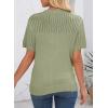 imageDokotoo Womens Summer Tops Dressy Casual Crewneck Short Sleeve Shirts Solid Hollow Out Knit Loose Sweater BlousesLight Green