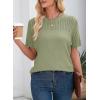 imageDokotoo Womens Summer Tops Dressy Casual Crewneck Short Sleeve Shirts Solid Hollow Out Knit Loose Sweater BlousesLight Green
