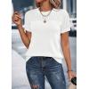 imageDokotoo Womens Summer Tops Dressy Casual Crewneck Short Sleeve Shirts Solid Hollow Out Knit Loose Sweater BlousesWhite