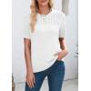 imageDokotoo Womens Summer Tops Dressy Casual Crewneck Short Sleeve Shirts Solid Hollow Out Knit Loose Sweater BlousesWhite
