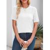 imageDokotoo Womens Summer Tops Dressy Casual Crewneck Short Sleeve Shirts Solid Hollow Out Knit Loose Sweater BlousesWhite