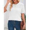 imageDokotoo Womens Summer Tops Dressy Casual Crewneck Short Sleeve Shirts Solid Hollow Out Knit Loose Sweater BlousesWhite