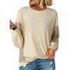 imageDokotoo Womens Sweatshirts Color Block Longs Sleeve Pullover Shirts Crewneck Fall Outfits TrendyApricot