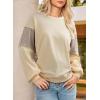 imageDokotoo Womens Sweatshirts Color Block Longs Sleeve Pullover Shirts Crewneck Fall Outfits TrendyApricot