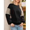 imageDokotoo Womens Sweatshirts Color Block Longs Sleeve Pullover Shirts Crewneck Fall Outfits TrendyBlack