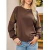 imageDokotoo Womens Sweatshirts Color Block Longs Sleeve Pullover Shirts Crewneck Fall Outfits TrendyCoffee
