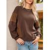 imageDokotoo Womens Sweatshirts Color Block Longs Sleeve Pullover Shirts Crewneck Fall Outfits TrendyCoffee