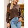 imageDokotoo Womens Sweatshirts Color Block Longs Sleeve Pullover Shirts Crewneck Fall Outfits TrendyCoffee