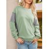 imageDokotoo Womens Sweatshirts Color Block Longs Sleeve Pullover Shirts Crewneck Fall Outfits TrendyGreen