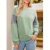 imageDokotoo Womens Sweatshirts Color Block Longs Sleeve Pullover Shirts Crewneck Fall Outfits TrendyGreen