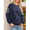 imageDokotoo Womens Sweatshirts Color Block Longs Sleeve Pullover Shirts Crewneck Fall Outfits TrendyNavy Blue