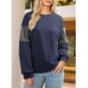 imageDokotoo Womens Sweatshirts Color Block Longs Sleeve Pullover Shirts Crewneck Fall Outfits TrendyNavy Blue