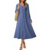 imageDokotoo Maxi Dresses Fashion Clothing Fall Dresses 2025 Casual Long Sleeve Wedding Guest SundressBlue