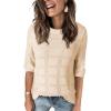imageDokotoo Womens Casual Short Sleeve Loose Tunic Tops Lightweight Crochet Knit Summer Sweaters BlousesApricot