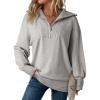 imageDokotoo Womens Oversized Sweatshirt Long Sleeve 14 Zip Pullover Polo VNeck Fall Sweaters for Women 2024Gray
