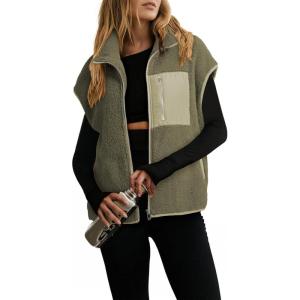 imageDokotoo Womens Fleece Jacket Vest Sleeveless Fuzzy Sherpa Jackets Zip Up Oversized Casual Coats Fall Winter Womens Tops 2025Green