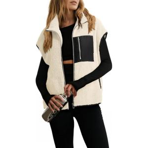 imageDokotoo Womens Fleece Jacket Vest Sleeveless Fuzzy Sherpa Jackets Zip Up Oversized Casual Coats Fall Winter Womens Tops 2025White