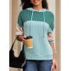 imageDokotoo Hoodies for Women Color Block Oversized Sweatshirt Long Sleeve Drawstring Casual Lightweight Hoodie Tops Fall 2025Haze Blue