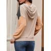imageDokotoo Hoodies for Women Color Block Oversized Sweatshirt Long Sleeve Drawstring Casual Lightweight Hoodie Tops Fall 2025Khaki
