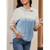 imageDokotoo Hoodies for Women Color Block Oversized Sweatshirt Long Sleeve Drawstring Casual Lightweight Hoodie Tops Fall 2025White Blue