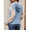 imageDokotoo Hoodies for Women Color Block Oversized Sweatshirt Long Sleeve Drawstring Casual Lightweight Hoodie Tops Fall 2025White Blue