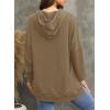 imageDokotoo Oversized Hoodies for Women Casual Long Sleeve Waffle Knit Drawstring Side Slit Pullover Sweatshirts with PocketKhaki