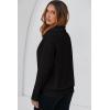 imageDokotoo Sweatshirt for Women Long Sleeve V Neck Color Block Oversized Casual Pullover Sweatshirts TopsBlack
