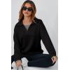 imageDokotoo Sweatshirt for Women Long Sleeve V Neck Color Block Oversized Casual Pullover Sweatshirts TopsBlack