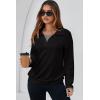 imageDokotoo Sweatshirt for Women Long Sleeve V Neck Color Block Oversized Casual Pullover Sweatshirts TopsBlack